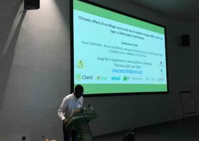 Figure 1: Souleymane talk presenting his work on albedo dynamics in conservation agriculture.